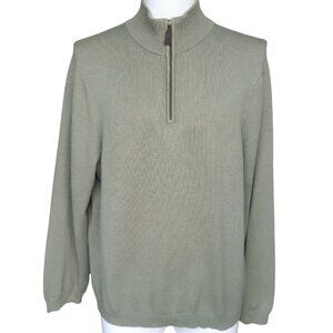 Eddie Bauer SZ M 1/4 Zip Mock Neck Light Sage Green Cotton Sweater